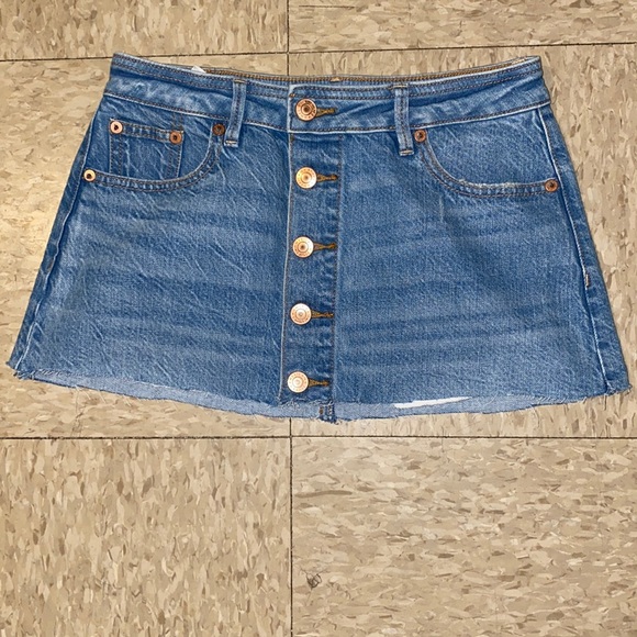 NWT American Eagle Outfitters Denim Micro Mini Super Hi-Rise A-Line Skirt size 0 - Picture 1 of 13